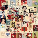 50Pcs Japanese Style Anime Girl Waterproof Stickers, Vintage Cartoon Kimono Design with Red Umbrella,for Laptop Water Bottle Phone Car Window Bike Stakeboard Journal Decoration Sticker (xiao)