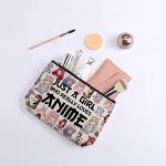 kdxpbpz Cosmetic Bag for Women, Waterproof Flax Material, Anime Lover Gifts for Girls, Travel Makeup Organizer Zipper Pouch