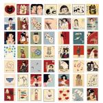 50Pcs Japanese Style Anime Girl Waterproof Stickers, Vintage Cartoon Kimono Design with Red Umbrella,for Laptop Water Bottle Phone Car Window Bike Stakeboard Journal Decoration Sticker (xiao)