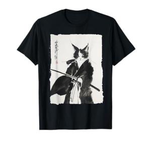 Samurai Cat Ukiyo-e Warrior Art T-Shirt