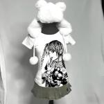 Graphic Tees Y2k Baby Tee Teens 2000s Vintage T Shirts Emo Grunge Printed Summer Crop Tops 2024 (White,L,Large)