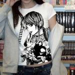 Graphic Tees Y2k Baby Tee Teens 2000s Vintage T Shirts Emo Grunge Printed Summer Crop Tops 2024 (White,L,Large)