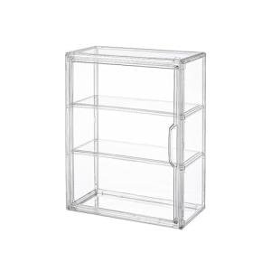 BOHOIDEE 3 Tiers Clear Display Case for Figures, Acrylic Storage Organizers Box with Magnetic Door, Wall-Mounted Dustproof Showcase for Collectibles Action Figure