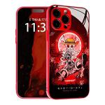 HEMINJYJEF Japanese Anime Anti-Drop Color Soft Silicone Protective Shell Manga Pattern Tempered Glass Covers Multicolor Phone Cases (Metal Red, Luffy Gear 5 Nika,for iPhone 11 Pro Max)