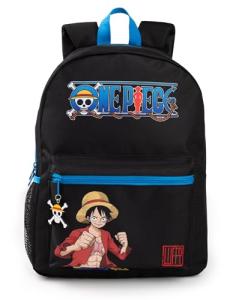 One Piece Luffy Boys Backpack | Black Rucksack with Adjustable Straps | Practical & Organised Luggage Sports School Bag | Anime Game Series Movie Merchandise Gifts for Kids & Teens