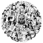 50Pcs Demon Manga Slayer Stickers Mixed Pack Black and White Kimetsu Cartoon No Yaiba Stickers Movie Decorative Sticker for Kids Teens Adults Waterproof Sticker for Water Bottle Laptop (Gm)