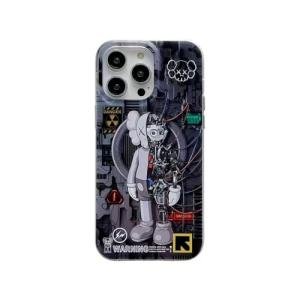 CYTCreation Cool Anime Black for Boys Case for iPhone 15 Phone Case with Trendy Robot Cartoon Design, Street Artworkn IMD Laser Shockproof Silicone Protective Cell Back Cover