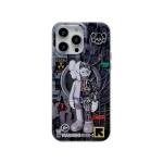 CYTCreation Cool Anime Black for Boys Case for iPhone 15 Phone Case with Trendy Robot Cartoon Design, Street Artworkn IMD Laser Shockproof Silicone Protective Cell Back Cover