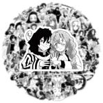 50Pcs Demon Manga Slayer Stickers Mixed Pack Black and White Kimetsu Cartoon No Yaiba Stickers Movie Decorative Sticker for Kids Teens Adults Waterproof Sticker for Water Bottle Laptop (Gm)