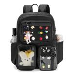 Prokva Ita Bag Pin Display Backpack with Insert, Kawaii Aesthetic Backpack with Laptop Sleeve for Cosplay and Concert, Black (Pins NOT Included, Patent Design)
