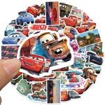 50Pcs American Cartoon Cars Stickers for Kids Animation Cars Stickers Classic Cartoon Anime Stickers for Laptops, Computers, Water Bottles (Cars)
