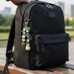 Safe Zone Playpen Cute Keychain, Kitty Cat Otter Decor Gifts for Animal & Anime Lovers, Y2K Heart Bow Pendant, Women Girls Kawaii Bag Charm (Anime)