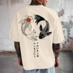 Kelxjia Oversized Graphic Tshirts for Men Japanese Streetwear Shirts Vintage Harajuku T Shirts Drop Shoulder Designer Tees(Apricot,2XL)