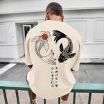 Kelxjia Oversized Graphic Tshirts for Men Japanese Streetwear Shirts Vintage Harajuku T Shirts Drop Shoulder Designer Tees(Apricot,2XL)