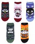 Bioworld Hello Kitty X Naruto Character Mash-Up Mix and Match Ankle No-Show Socks 5 Pair Pack
