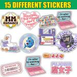 BAVAHA (15pcs) Yaoi Stickers BL Boylove MM Gay Sticker Yaoi Anime, Manga, Manhwa, Omegaverse Fujoshi Sticker Vinyl Decal Fujoshi Gifts Decoration For Kindle Laptop Water Bottle Car Phone Case Suitcase