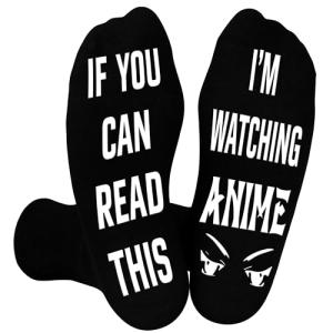 Belloxis Anime Gifts for Men Boys Merch Anime Merchandise Stuff Gifts for Animes Lovers Boy Grip Socks Black Crew Cotton Socks Stocking Stuffers for Teen Boys Christmas Gift for Men Accessories