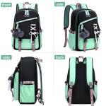 FENGDONG Teenage Girls Bookbag school Backpack Children Casual Daypack Schoolbag for Teens Green