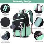 FENGDONG Teenage Girls Bookbag school Backpack Children Casual Daypack Schoolbag for Teens Green
