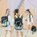 FENGDONG Teenage Girls Bookbag school Backpack Children Casual Daypack Schoolbag for Teens Green