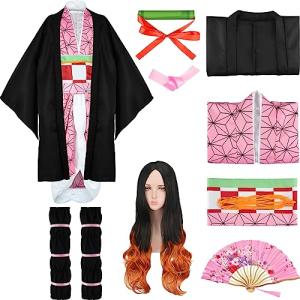 MEEZY 13 Pcs Japanese Anime Kimono Outfits Halloween Cosplay Costume for Women