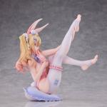 Anime Rabbit Girl Figure Glasses Bunny Girl Action Figure Cross Legged Sitting Model Original Illustration Character Figurine PVC Statues Collection Ornament