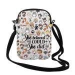 TSOTMO Cartoon Anime Gift She Believed She Could So She Did Crossbody Bag Anime Lover Gift for Women Mother (did black cat Cr)