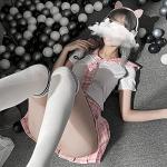 YOMORIO Anime-Inspired Sailor Style Outfit Japanese–Korean Themed Plaid Skirt Costumes for Women (Pink)