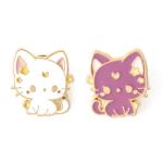 2pcs Anime Cat Brooch Pins For Women Enamel Pins for Backpacks Clothing Jackets Hats Cat Decoration Lady Gifts (white+purple)