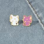 2pcs Anime Cat Brooch Pins For Women Enamel Pins for Backpacks Clothing Jackets Hats Cat Decoration Lady Gifts (white+purple)