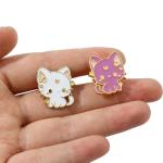 2pcs Anime Cat Brooch Pins For Women Enamel Pins for Backpacks Clothing Jackets Hats Cat Decoration Lady Gifts (white+purple)