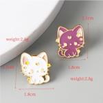 2pcs Anime Cat Brooch Pins For Women Enamel Pins for Backpacks Clothing Jackets Hats Cat Decoration Lady Gifts (white+purple)
