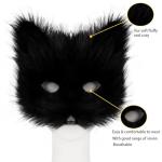 Adolala Faux Fur Fox Tail Cat Wolf Set Plush Mask Fluffy Paw Gloves Halloween Christmas Party for Women