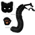 Adolala Faux Fur Fox Tail Cat Wolf Set Plush Mask Fluffy Paw Gloves Halloween Christmas Party for Women