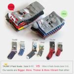 TAUMI 5 Pairs Stripe Colorful Patterned Medium High Top Cotton Crew Socks for Women, Kawaii Cartoon Howl, Kiki, ect