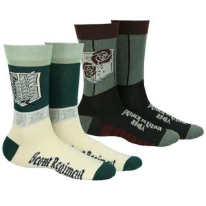 Attack on Titan Socks Scouting Legion and Stationary Guard Adult Mid Calf Crew Socks 2 Pairs Fits Shoe Size 8-12