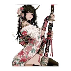 YUNEX 5.1" Anime Samurai Girl Sticker Decal for Windshield Bumper Car Body Waterproof Decoration