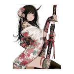 YUNEX 5.1" Anime Samurai Girl Sticker Decal for Windshield Bumper Car Body Waterproof Decoration