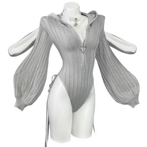 KORURACLUB Cosplay Sexy Bunny Outfit Cosplay lingerie for women Animal Costumes Bunny Bodysuit (Grey,XS-M)
