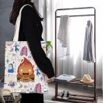TGBJE Animation Tote Bag Anime Demon Grocery Bag Japanese Anime Gift Movie Character Inspired Shoulder Bag Anime Fire Gift (Fire 2004 tote)
