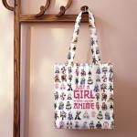 Funny Anime Tote Bag, Anime Gifts Anime Merch, Anime Lover Reusable Grocery Bags Kawaii Stuff Beach Bag, Christmas Birthday Graduation Gifts for Women Daughter Sister, Shopping Bags Weekender Bag