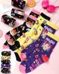 Glitopper 6 Pairs Anime Socks for Women Teen Girls Funny Kawaii Cotton Casual Crew Socks for Anime Lovers Birthday Gifts(Us 5-10,Women)