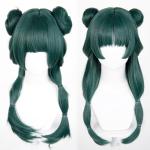 Probeauty Maomao Cosplay Wig, Long Dark Green Wigs with Buns for Anime Costume Halloween Party
