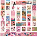 Pink Japanese Style Stickers for Water Bottle,50PCS Cartoon Japanese Element for Kids Waterproof Vinyl Cute Cartoon Stickers for Water Bottles, Laptop, DIY Decoration,Scrapbook, Skateboard, Phone Case