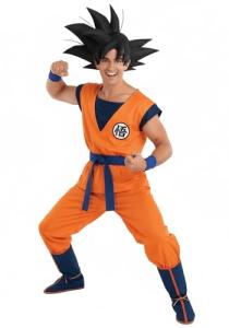 Men's Dragon Ball Z Halloween Costume | Adult Goku Anime Outfit with Wristbands | Jumpsuit with Printed Details Small/Medium