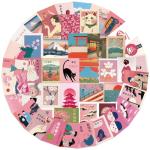 Pink Japanese Style Stickers for Water Bottle,50PCS Cartoon Japanese Element for Kids Waterproof Vinyl Cute Cartoon Stickers for Water Bottles, Laptop, DIY Decoration,Scrapbook, Skateboard, Phone Case