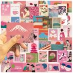 Pink Japanese Style Stickers for Water Bottle,50PCS Cartoon Japanese Element for Kids Waterproof Vinyl Cute Cartoon Stickers for Water Bottles, Laptop, DIY Decoration,Scrapbook, Skateboard, Phone Case