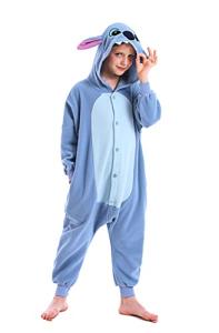 CANASOUR Animal Onesie Kids Halloween Costumes Anime Cosplay Green Animal One Piece Pajamas Unisex 4-12 Years (Blue, 10-12 Years)