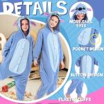 CANASOUR Animal Onesie Kids Halloween Costumes Anime Cosplay Green Animal One Piece Pajamas Unisex 4-12 Years (Blue, 10-12 Years)