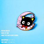 Black Cat Pin Anime Pin Anime cat pin kitty pin black cat gifts black cat enamel pin anime pin hard enamel (MOON)
